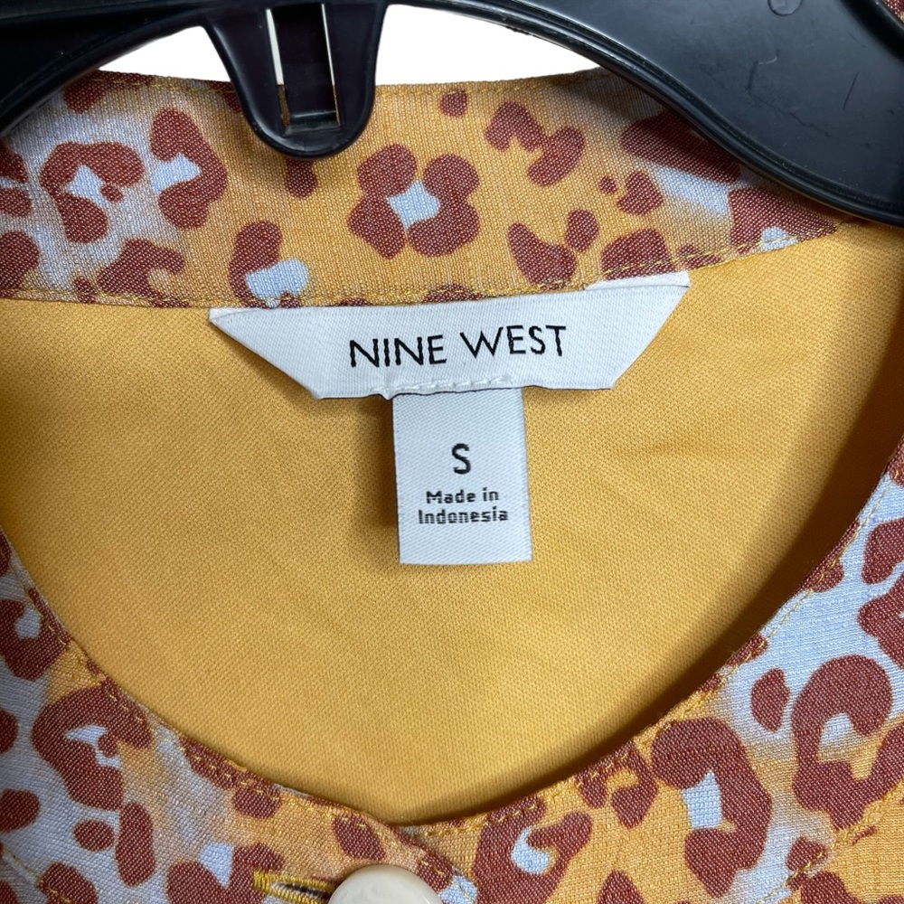 New Nine West Leopard Print Button Front Sleevele… - image 3